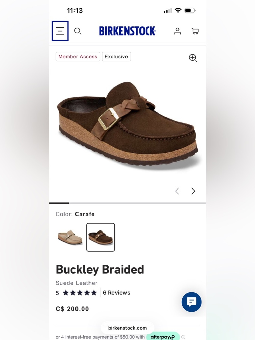 Birkenstock Buckley Braided Suede Mule in Carafe Brown